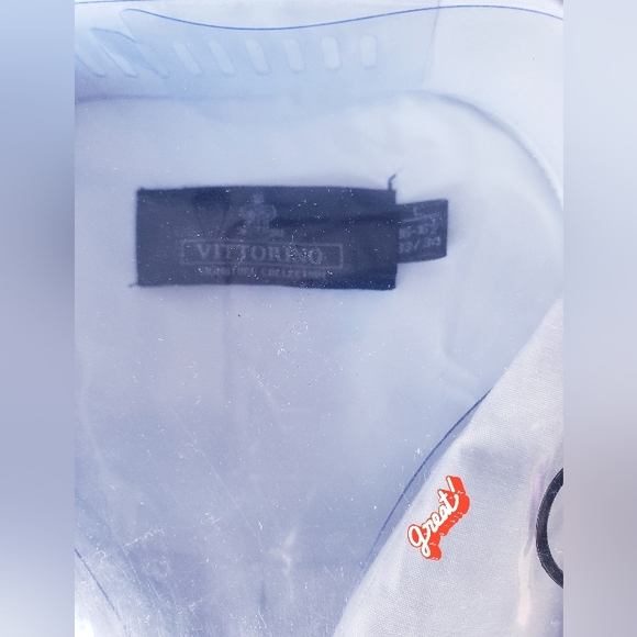 Vittorino Men's White Dress Shirt With Bow Tie Sz-L 16-½ 33-34 - Picture 4 of 8